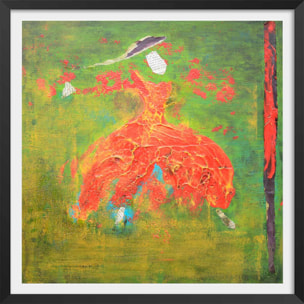 Affiche abstrait andalouse au chapeau Affiche + cadre en bois - Noir