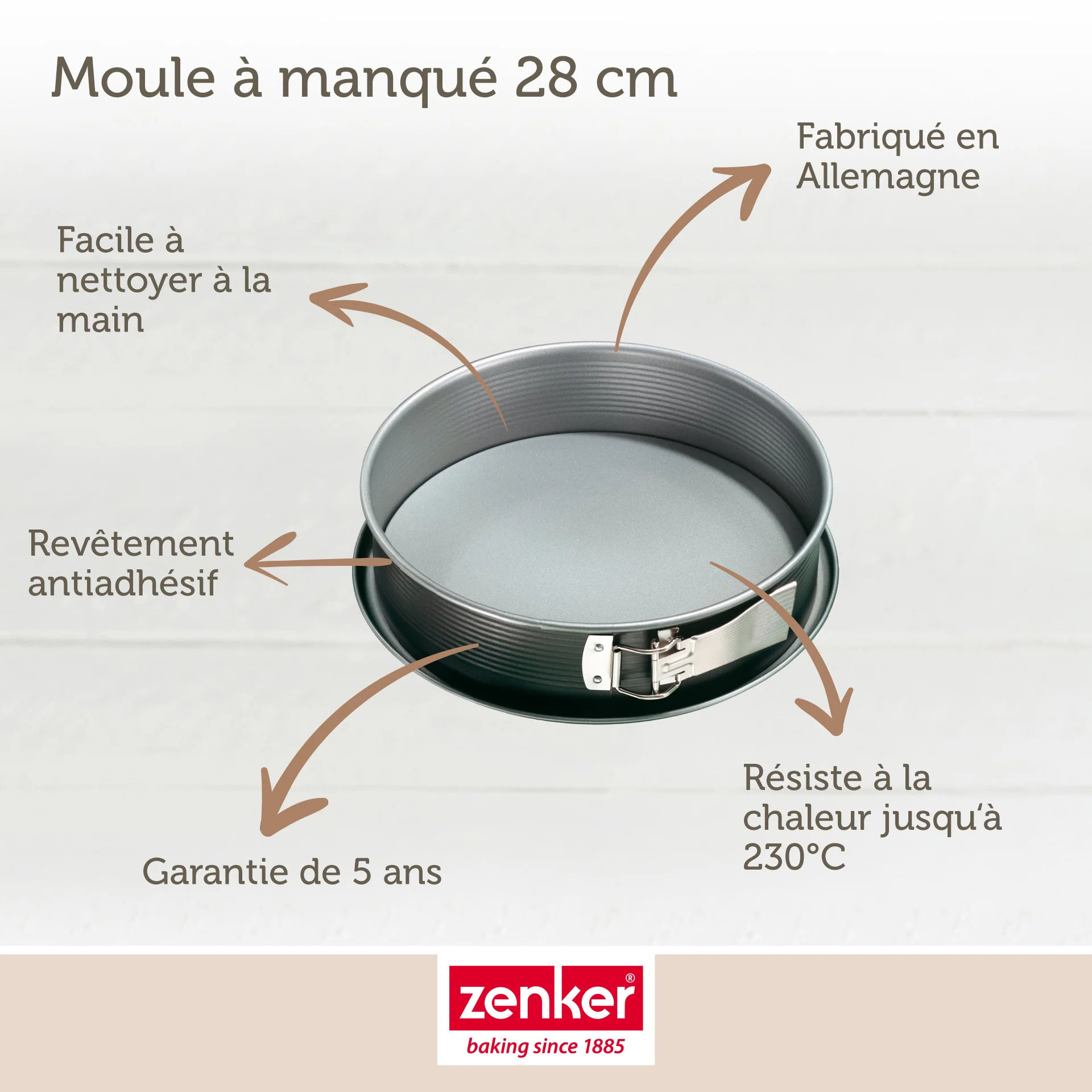 Set pâtisserie avec moule à manqué acier, 2 bols à mixer, verre mesureur et spatule Zenker