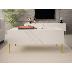 Celeste - table basse - 120 cm - style contemporain - Blanc / Doré