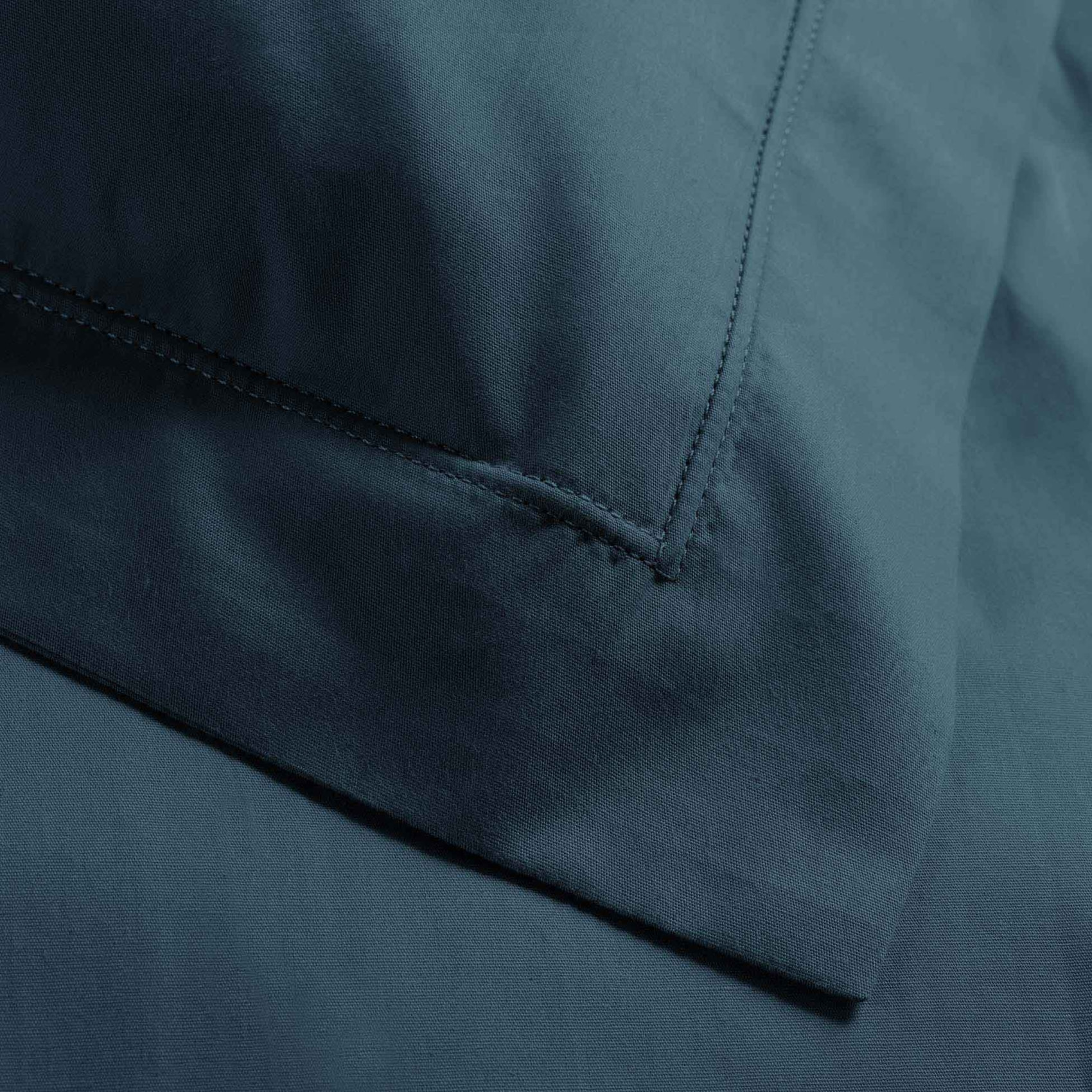Taie d'oreiller volant plat 100% percale de coton ORIGINE - Bleu Foncé