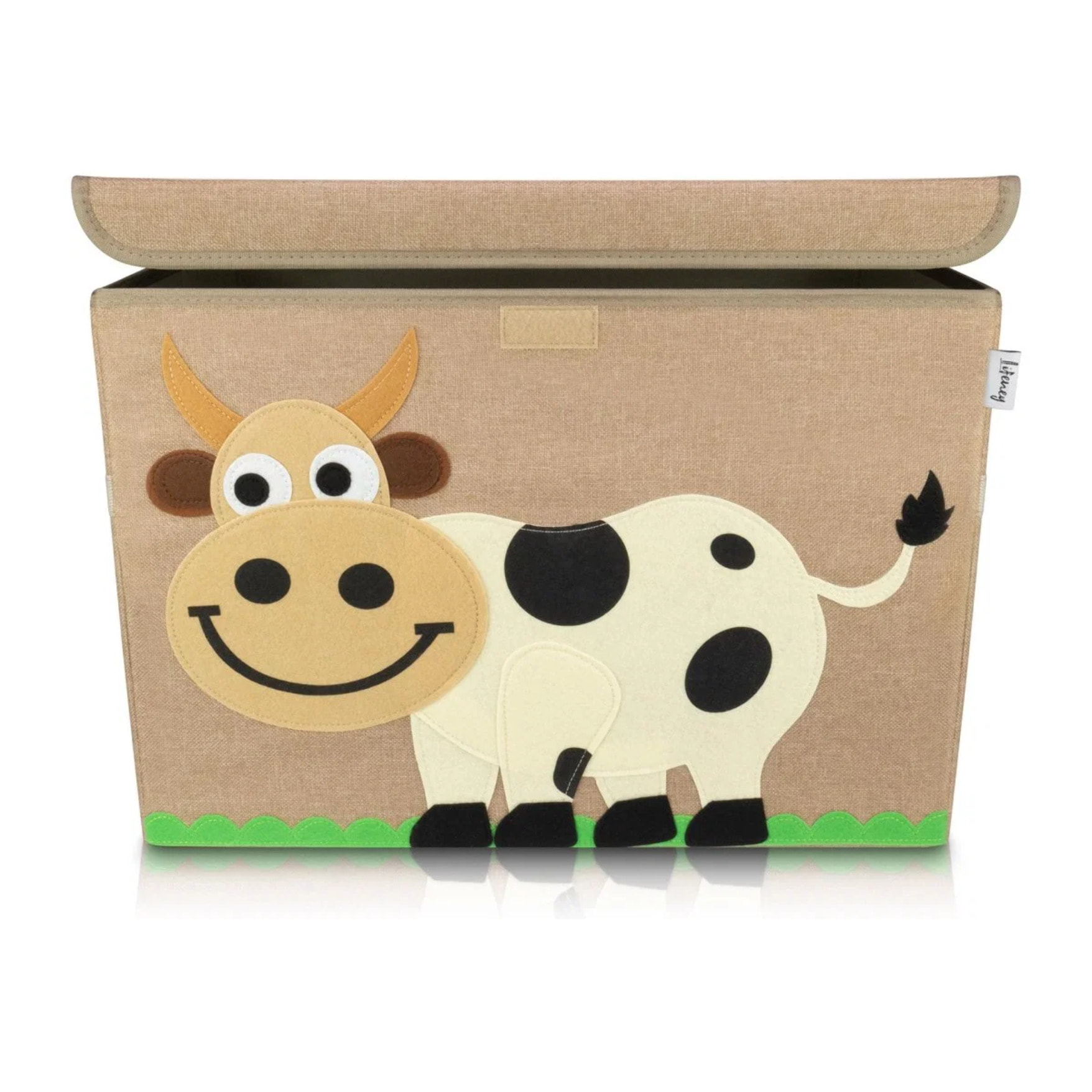 Boîte de rangement en tissu pour enfant "Vache" avec couvercle Lifeney