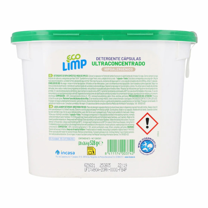 Detergente cápsulas Ultraconcentrado Mimidu ECO 20 dosis