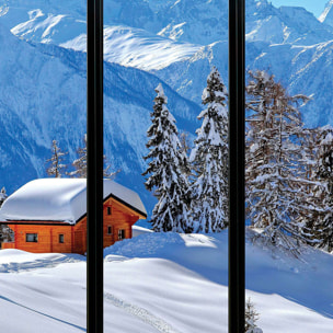Papier peint, fenêtre sur neige Intissé