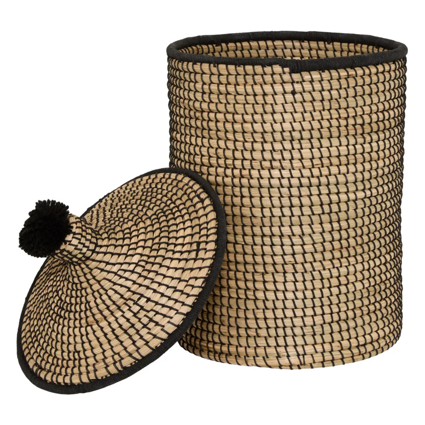 Lot de 3 paniers Nyero rond beige et noir