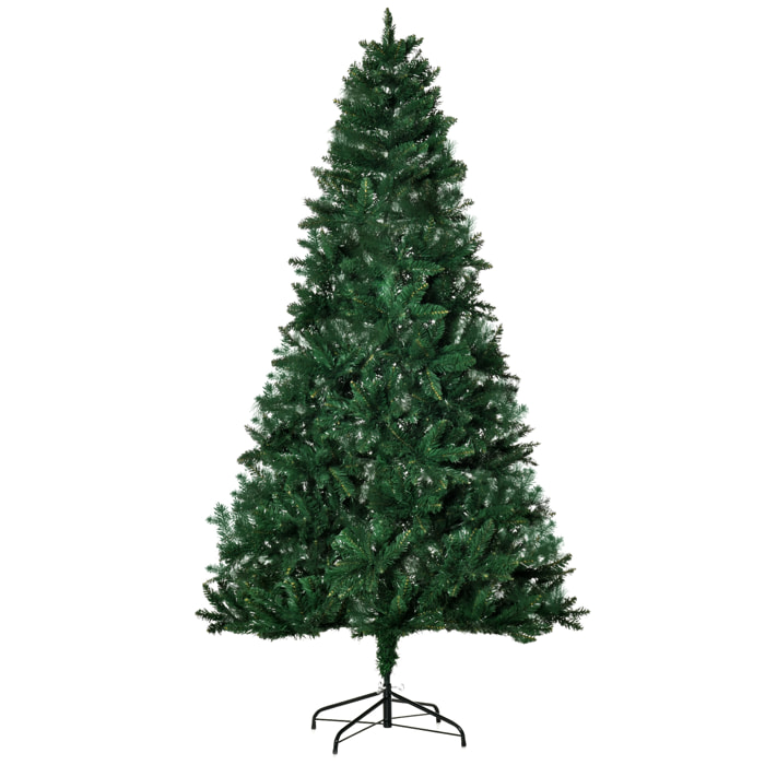 HOMCOM árbol de Navidad Artificial 210 cm Ignífugo con 1064 Ramas con 2 Tipos de Puntas de PVC Base Plegable y Soporte de Acero Decoración Navideña de Interior Verde