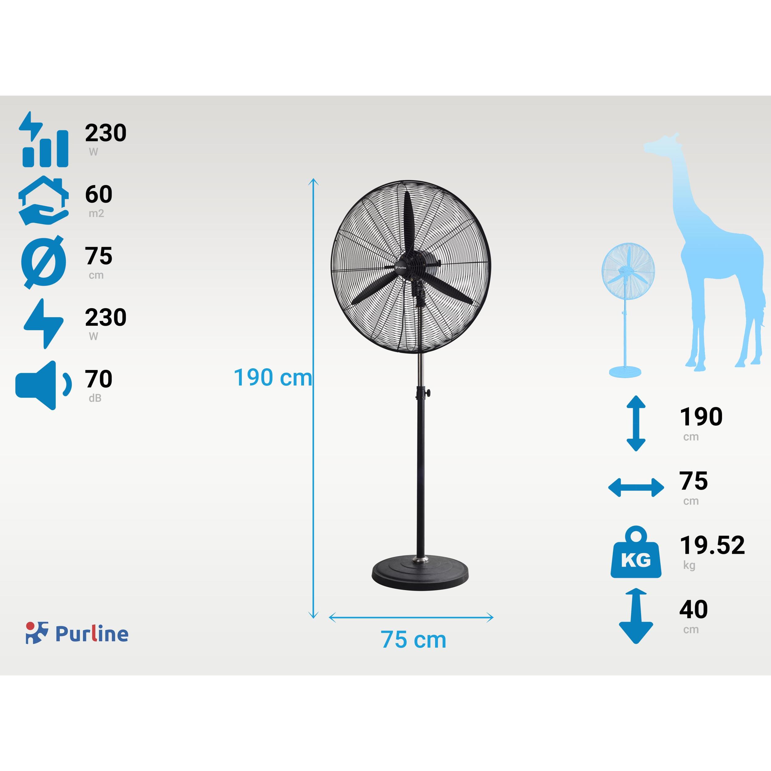 Ventilador Industrial de pie 230W con aspas de aluminio VENTY METABLAST F PURLINE