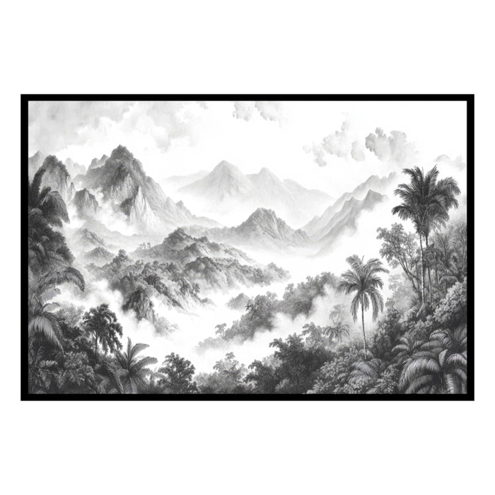 Affiche encadrée paysage tropical Affiche + cadre en métal - Noir