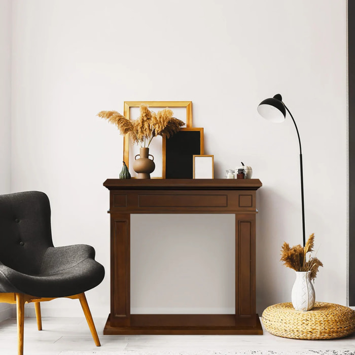 Jefferson - Cornice per Camino 89,5x90,5x28 cm Rivestimento Decorativo in Legno MDF Noce