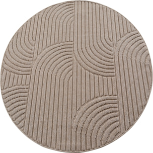 HELIX - Tapis moderne rond effet laine bouclé à motif géométrique en relief beige
