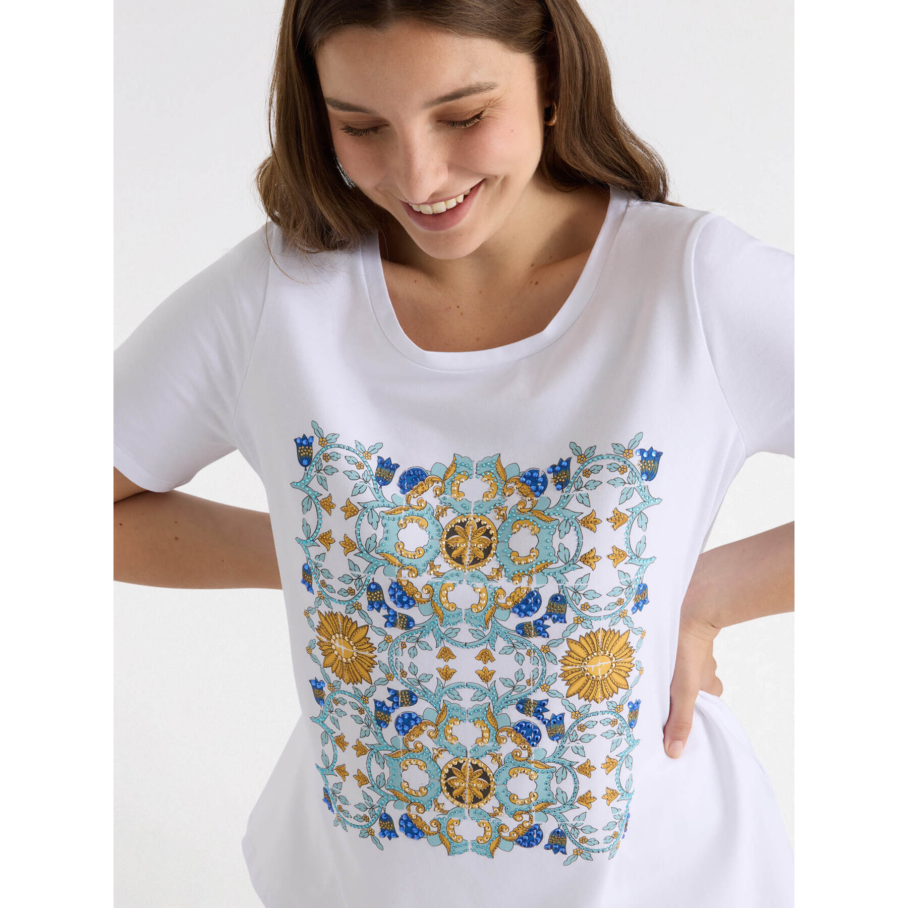 Fiorella Rubino - Camiseta con estampado de mayólica - Blanco