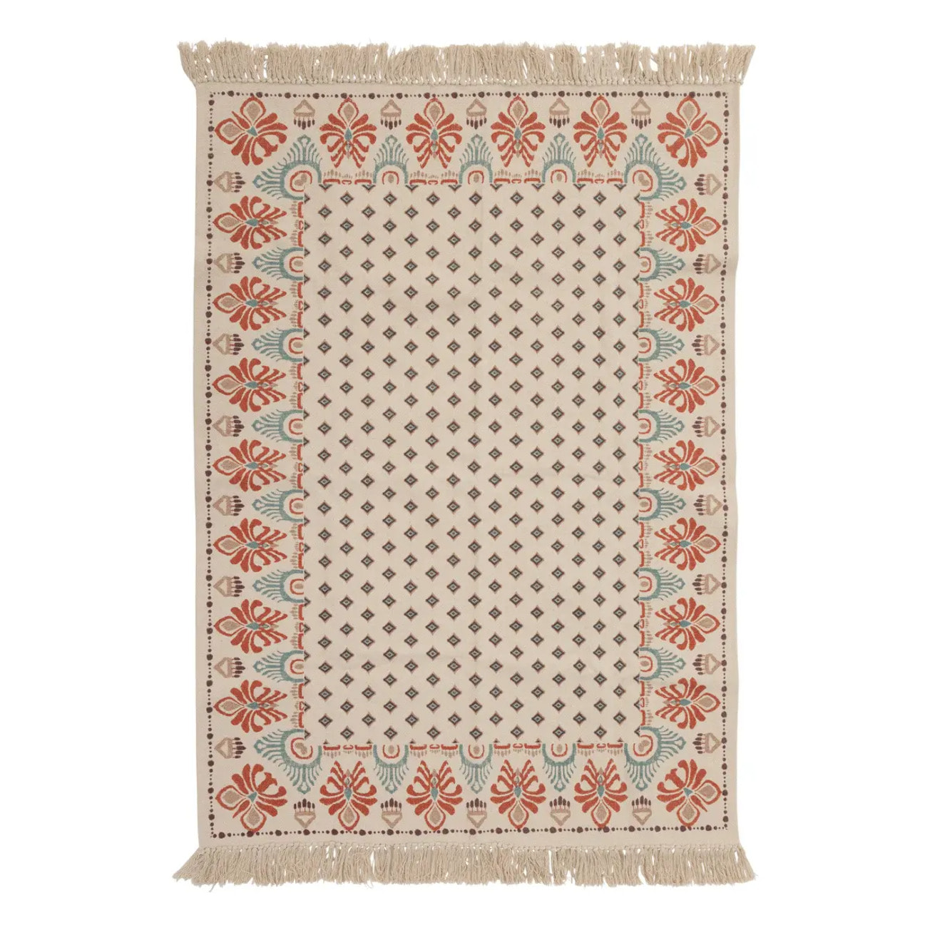 Tapis "Ikat" coton tufté ivoire 120x170cm