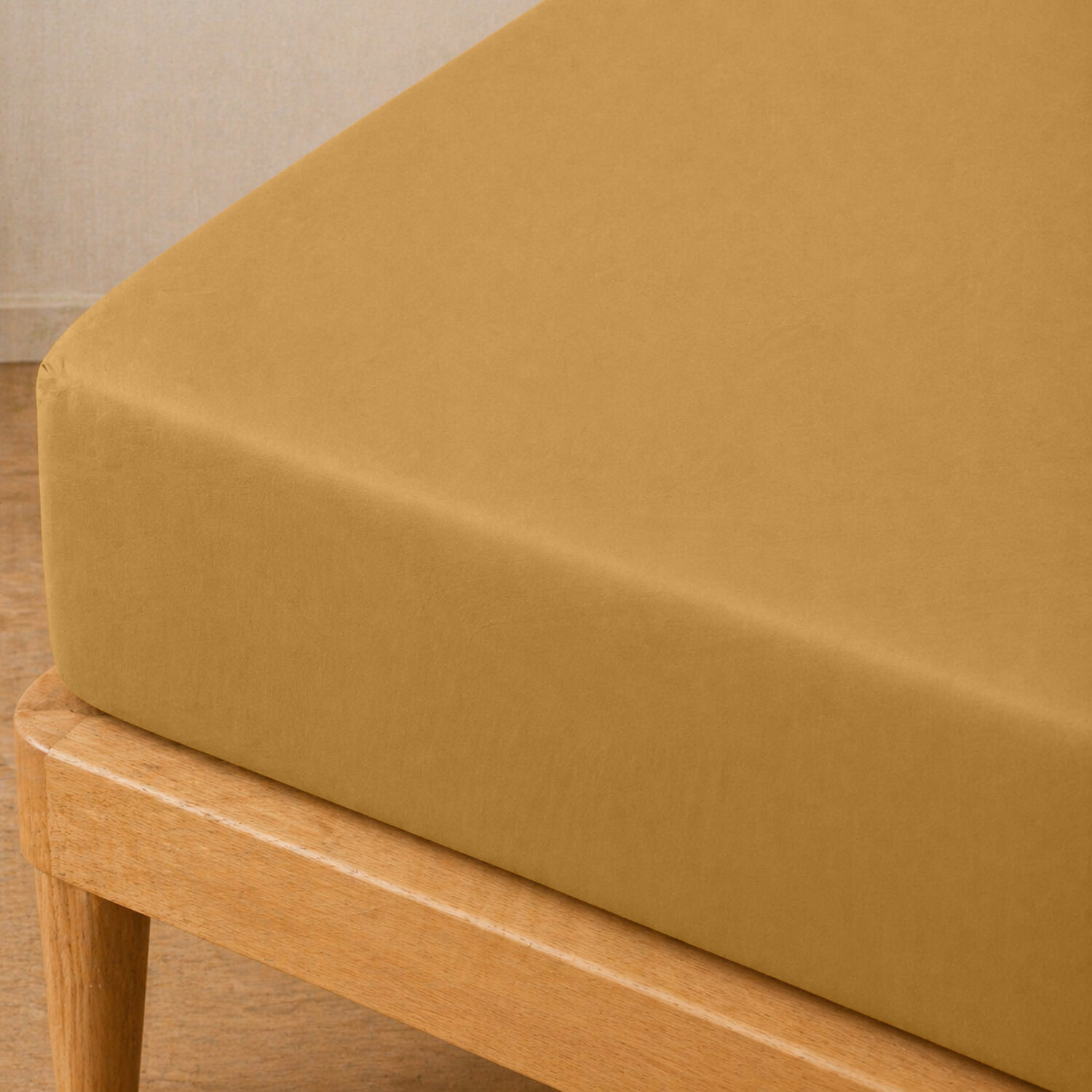 Parure de draps 100% coton uni safran - essentiel