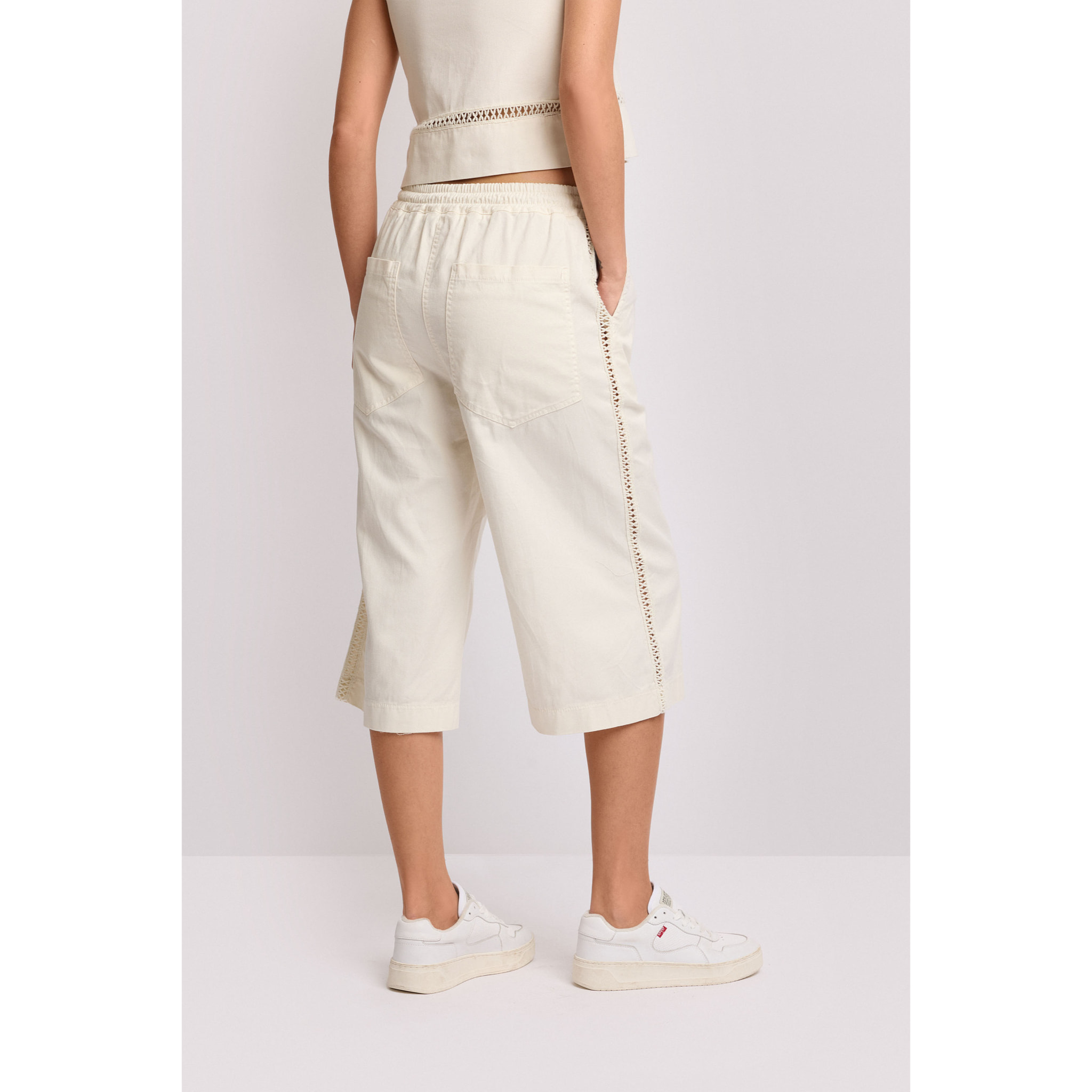 Kocca - Pantaloni cropped con coulisse Donna, Tinta unita