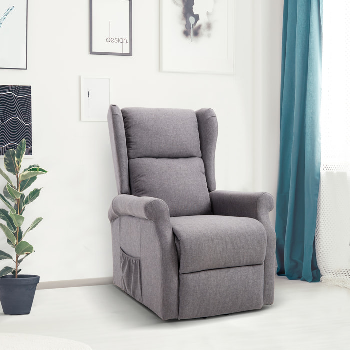 Fauteuil de relaxation électrique fauteuil releveur inclinable avec repose-pied ajustable lin gris chiné