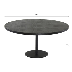 Table basse ronde en bois de manguier noir UBU