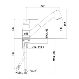 Project mitigeur avec douchette extractible, chrome (SATBSPRO283)