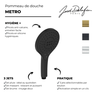 Pommeau de douche 3 jets Metro signature noir mat