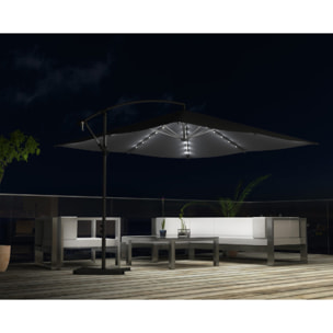 Parasol Bulle LED déporté carré 3x3m gris DAVAGNA