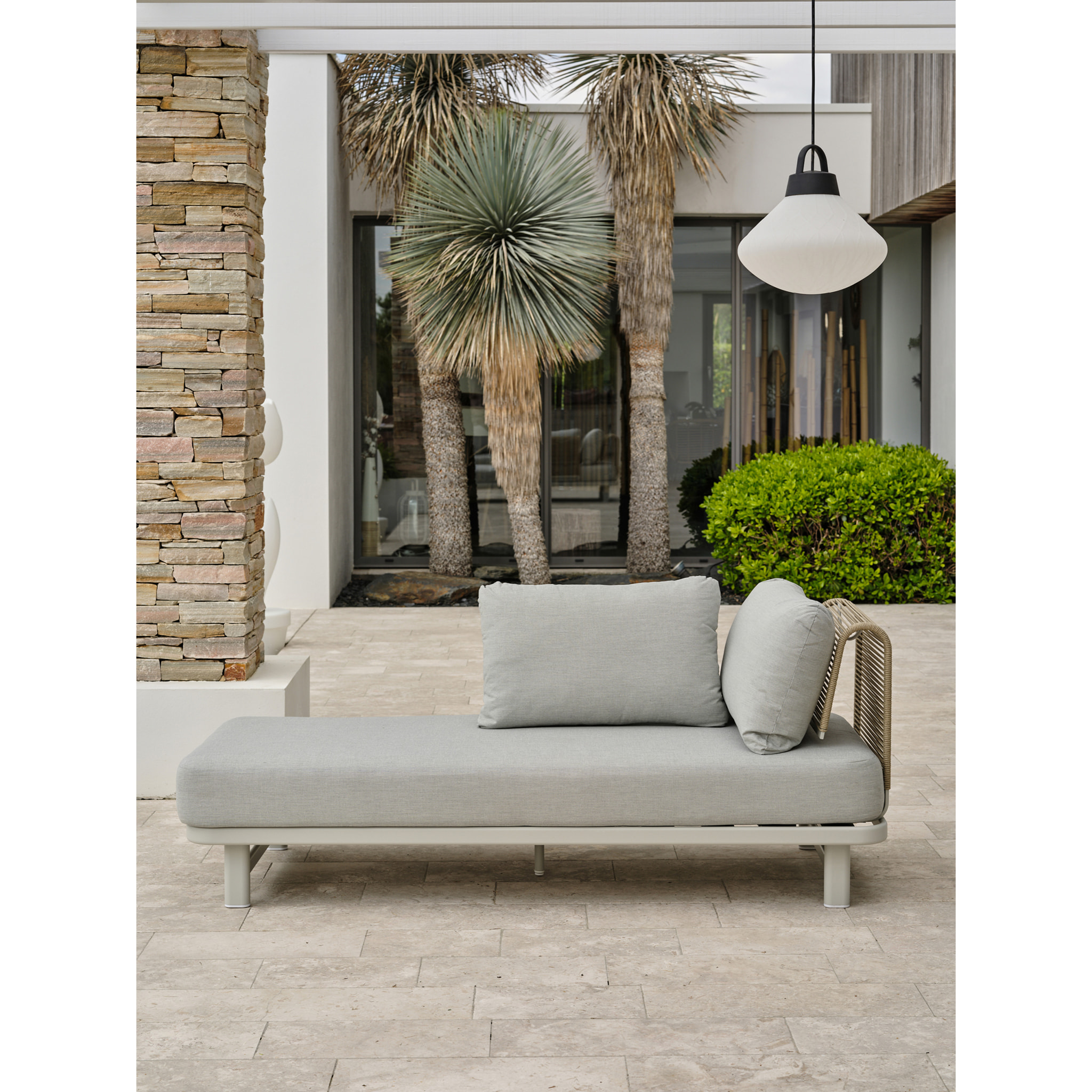 IRUN - Salon de jardin d'angle 6 places en corde tissée et aluminium