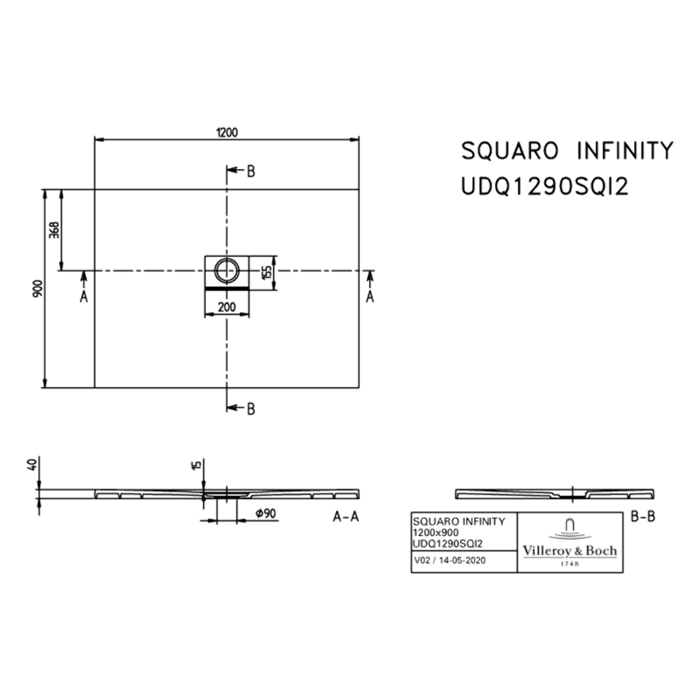 Receveur antidérapant Squaro Infinity quaryl gris