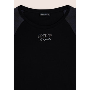 T-shirt manica lunga con fondo asimmetrico