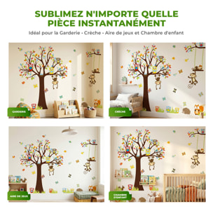 Stickers Muraux décoration adhésifs Les petits singes jouent sur les arbres