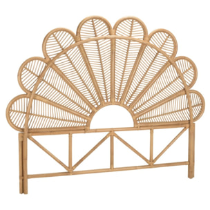 KALLY - Tête de lit demi-lune 140/160cm 'fleur' rotin couleur brun miel