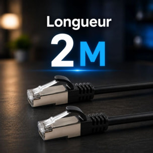Câble Ethernet ESSENTIELB RJ45 2M Droit CAT6E noir