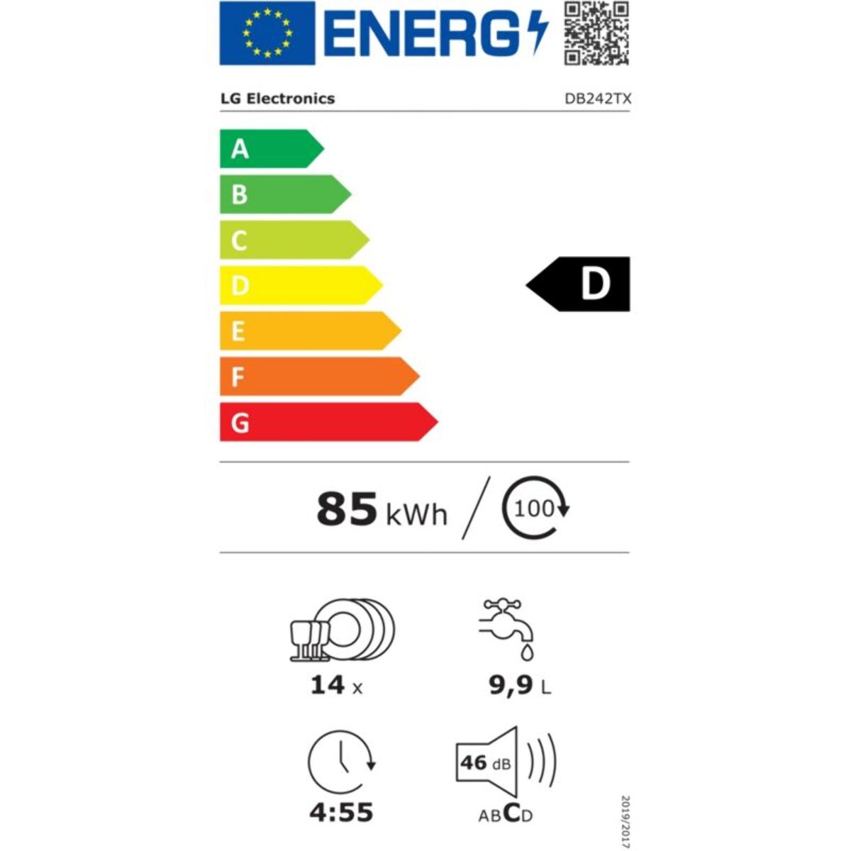 Lave vaisselle encastrable LG DB242TX QuadWash