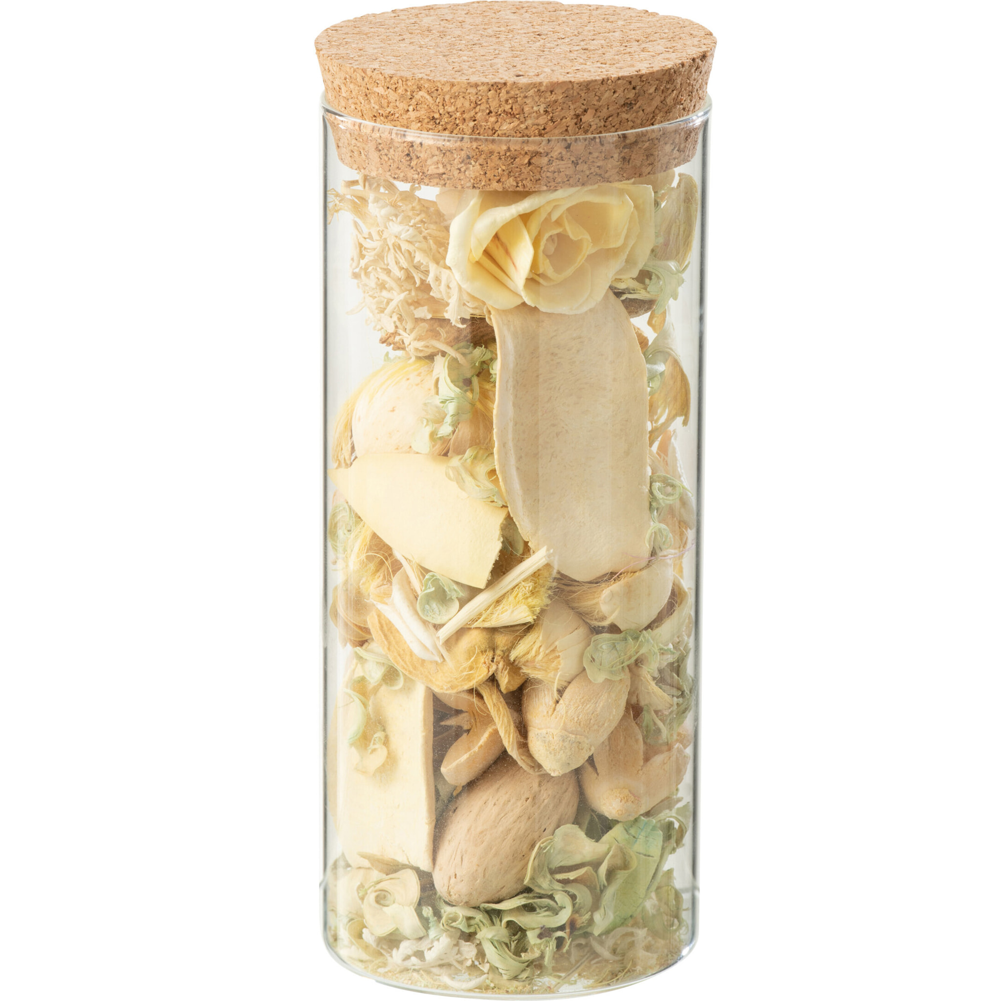 J-Line fleur sechée + pin citronnelle en pot - verre - jaune