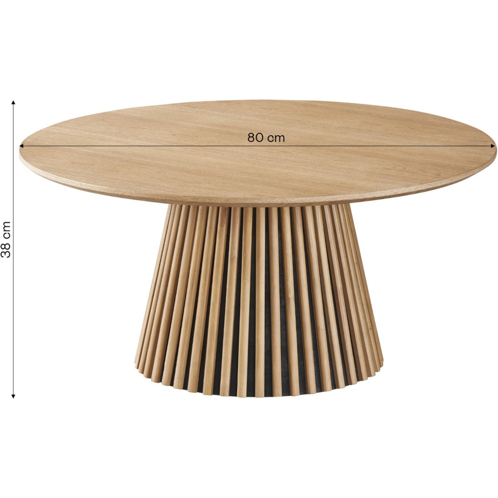 Table basse ronde en bois piètement cannelé - ADA