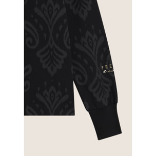 Tuta donna in jersey con felpa girocollo stampa floreale