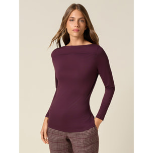 Oltre - Camiseta de viscosa con drapeado - Burgundy