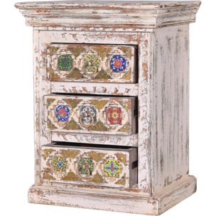 Mueble auxiliar - madera de mango, cerámica y bronce - 45x35x60cm