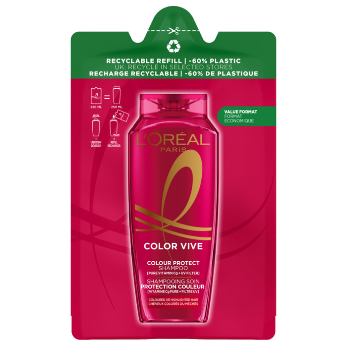 Lot de 6 - L’Oréal Paris Elseve Color Vive Eco-recharge Shampooing Protection Couleur 250ml