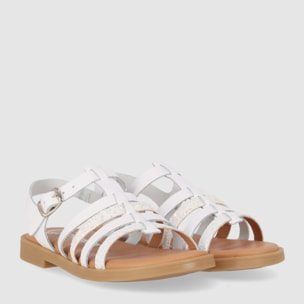 Sandalias de Piel - Blanco - Tacón: Bajo