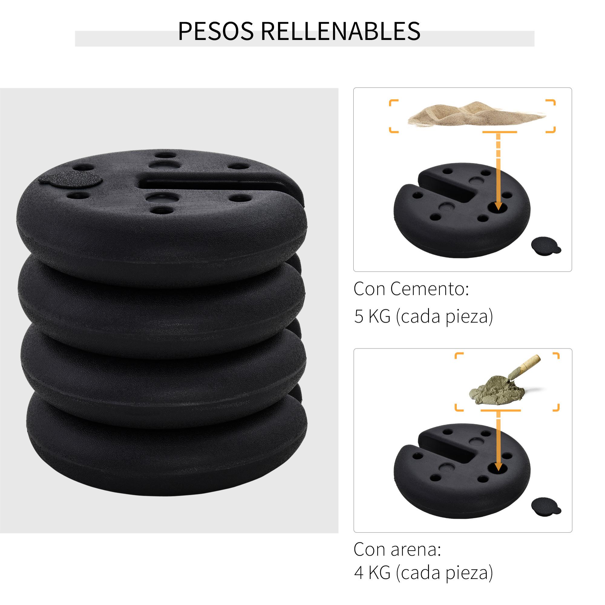 Conjunto 4 Pesos Para Gazebo Rellena Agua Φ20x4.5cm Negro