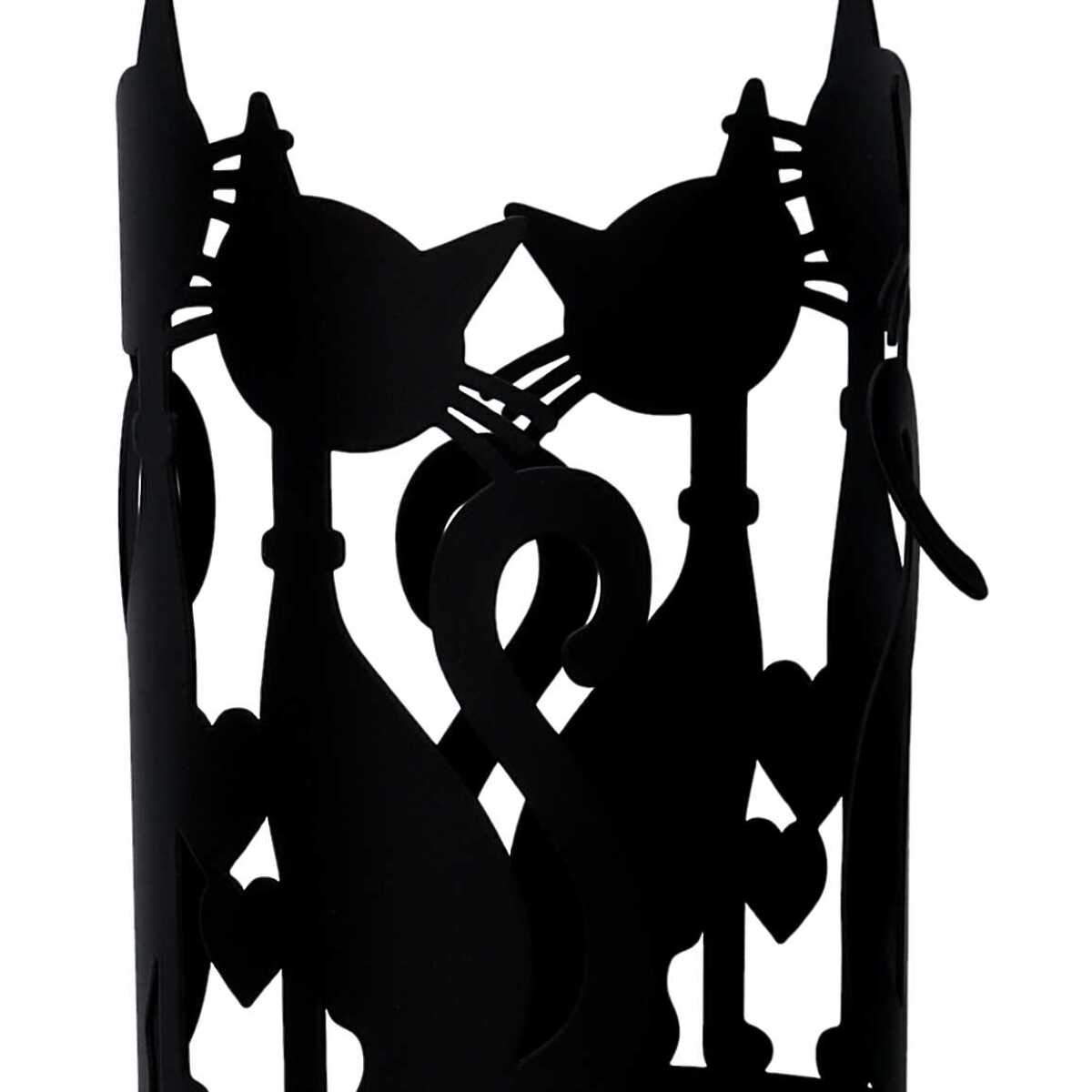 Portabicchiere in metallo gatti nero tondo cm ø8h20