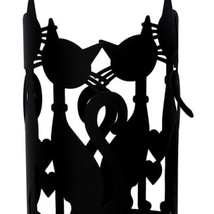 Portabicchiere in metallo gatti nero tondo cm ø8h20