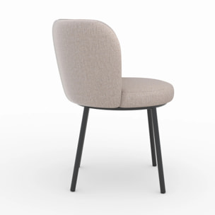 Chaise en tissu beige chiné et pieds noirs - Aby