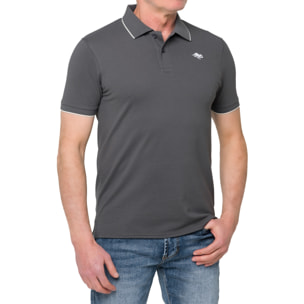Polo con righine MAREEBA cotone piquet Grigio