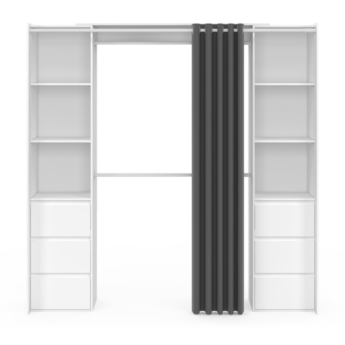 Dressing Justine extensible 120-180cm 6 tiroirs blanc