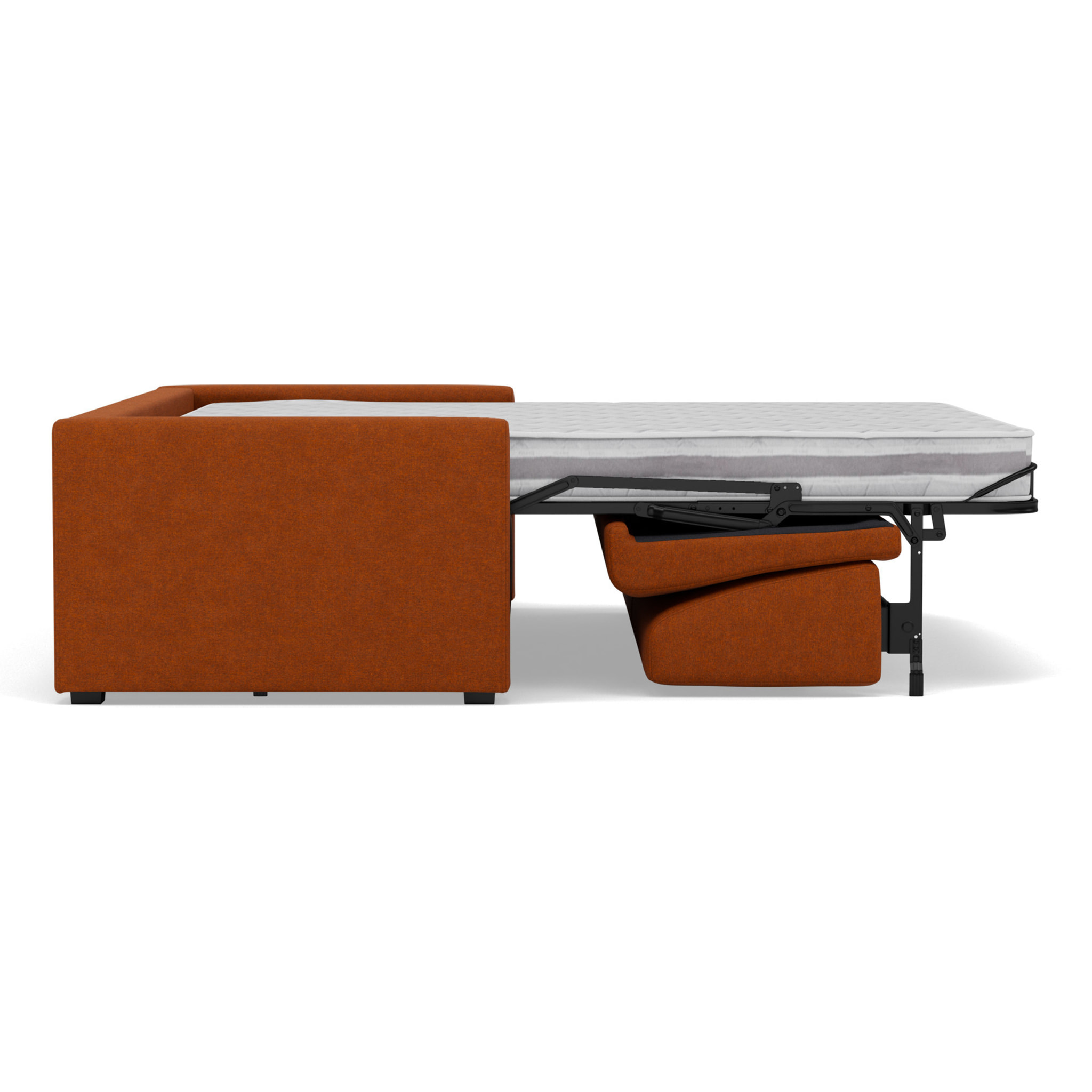 Julia - canapé 3 places convertible couchage quotidien matelas 14 cm en tissu - Rouille