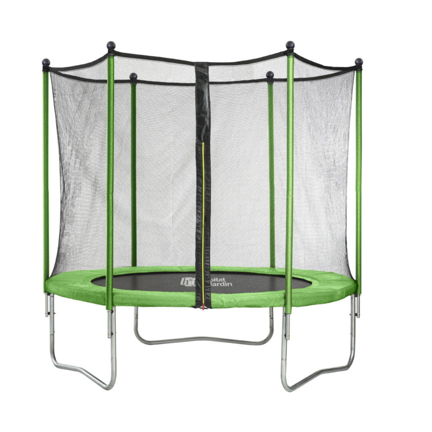 Trampoline " Yoopi " - Ø 2.44 m - Vert - avec filet + échelle + couverture + kit d'ancrage