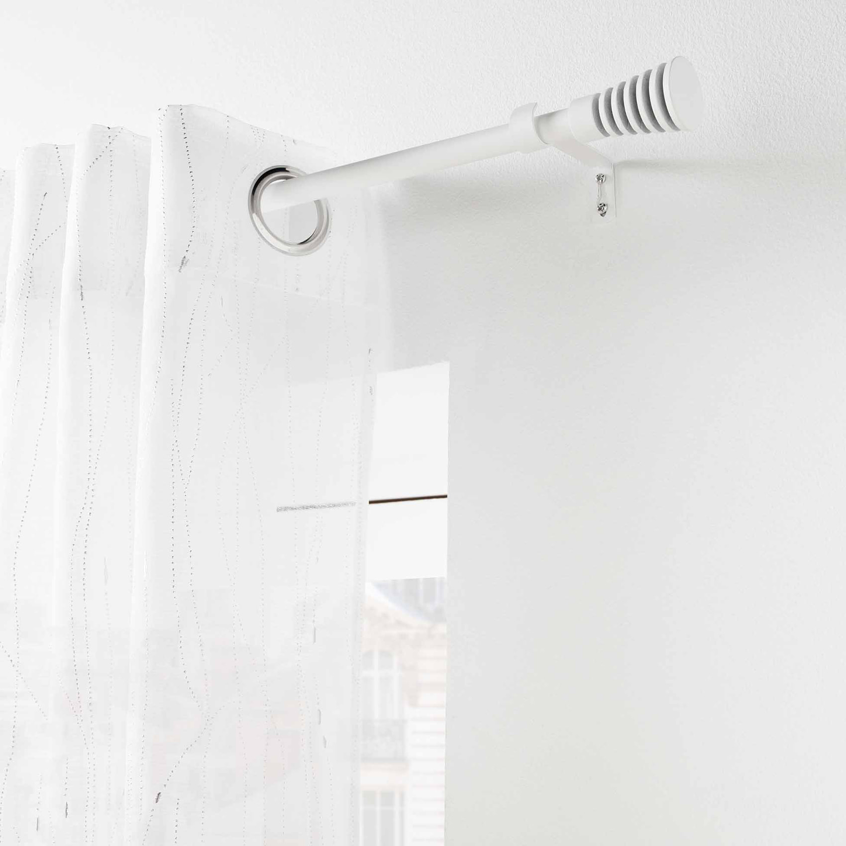 Tringle extensible en en kit avec embout évasé - Blanc