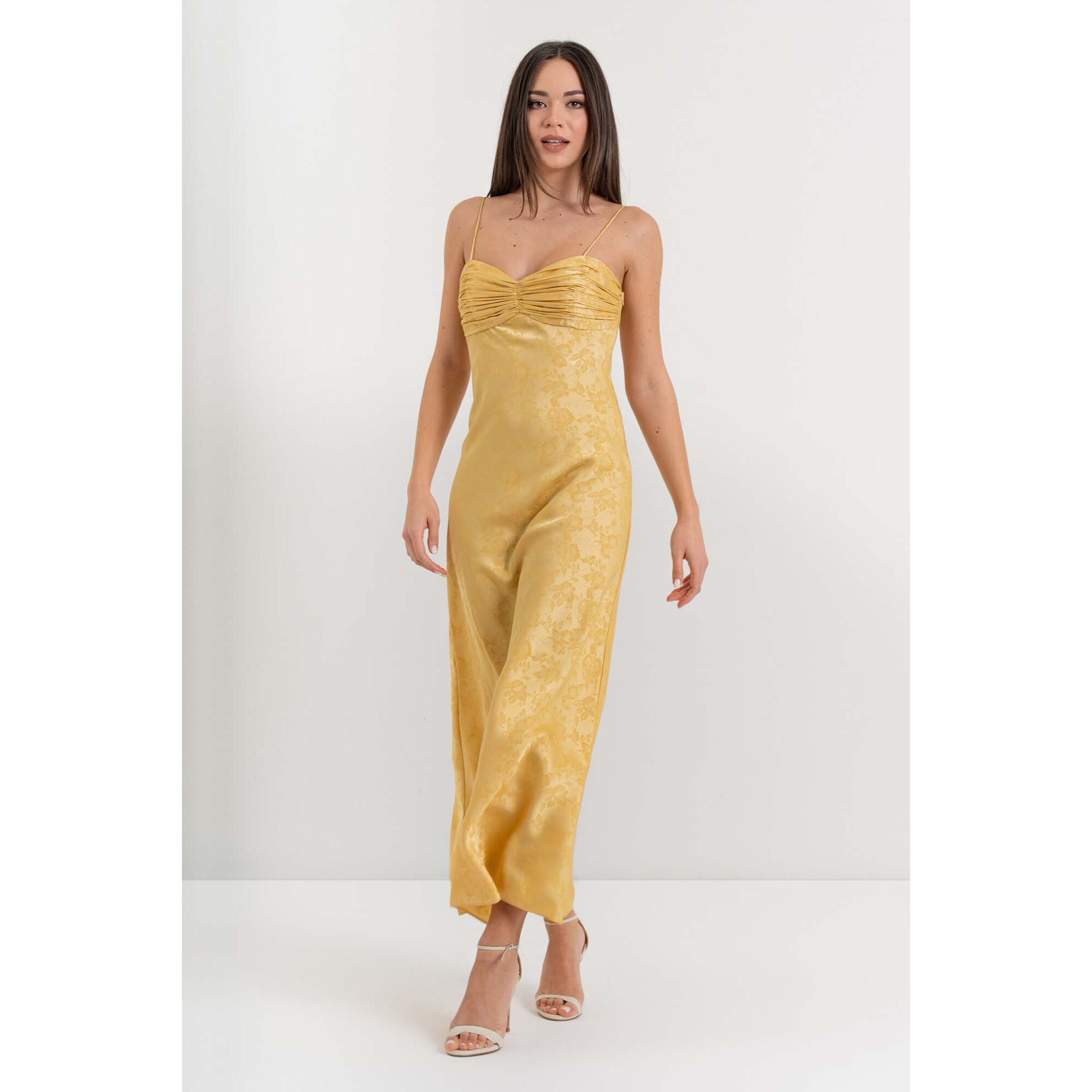 Kocca - Abito lungo con spalline sottili in jacquard floreale Donna
