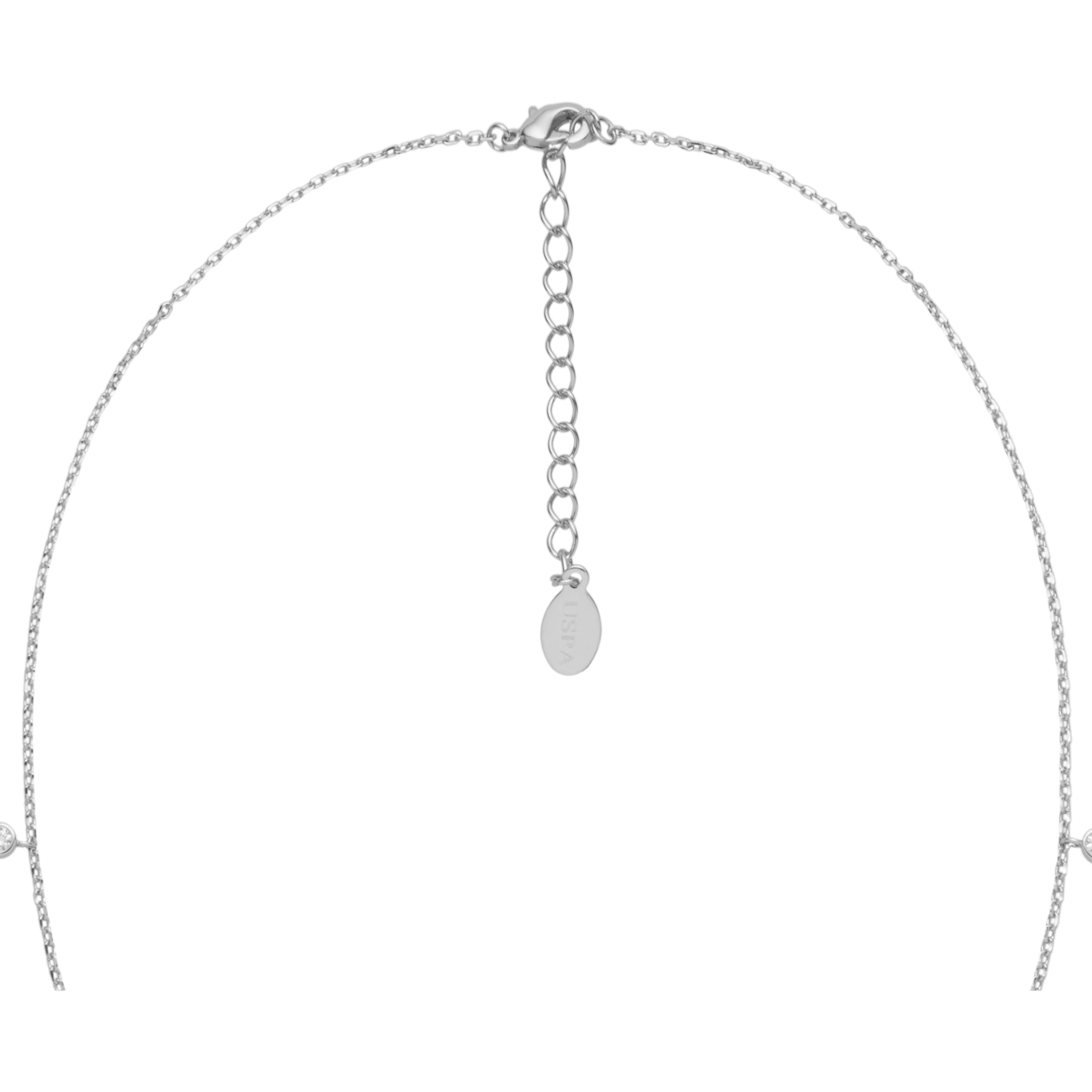 Collana U.S. Polo Assn. In metallo argentato con cristalli bianchi