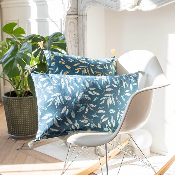 Housse de coussin imprimé 100% coton, OMBRE VÉGÉTALE