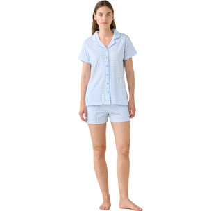 Pigiama donna in cotone con top manica corta e pantalone corto articolo vichy Noidinotte