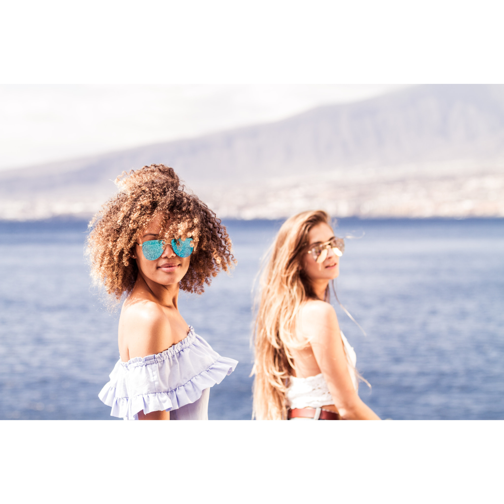 Gafas de sol OCEAN LONG BEACH - Nuevo montura dorado mate / Plana revo azul cielo real